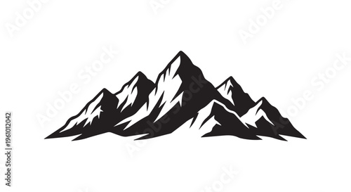 A simple black and white illustration of a mountain range