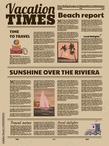 Travel newspaper front page Vacation Times