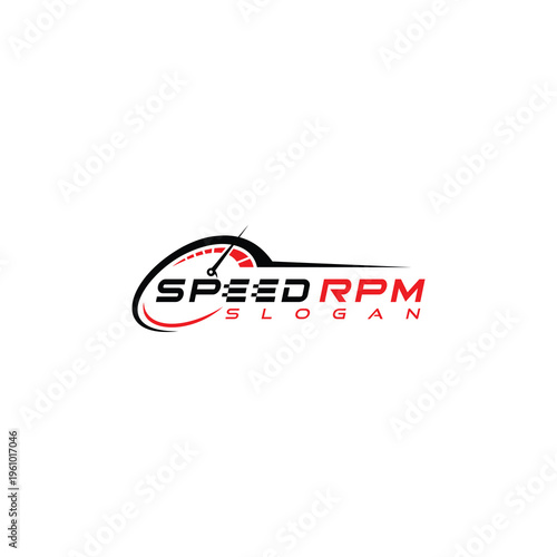 Speed RPM Slogan Logo Design - Fast Meter Gauge Icon