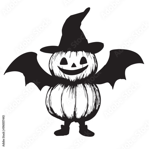 halloween pumpkin with witch hat