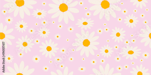 Seamless Background with graceful Daisy Flower Pattern,spring background