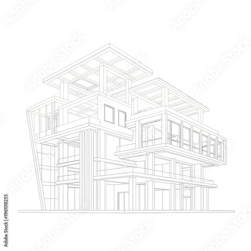Detailed architectural building design blueprint.