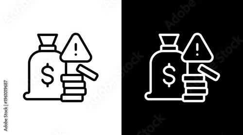 Financial Risk White Icon Set Design