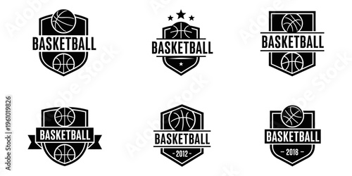 Collection of basketball logo designs.