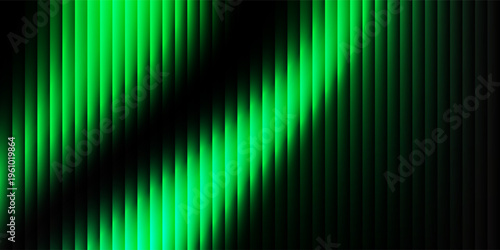 Dark green neon gradient ribbed glass. Vector ribbed glass texture background. Mesh gradient. acrylic ribbed bath surface. Reeded glass background semitransparent overlay. Bath wall window