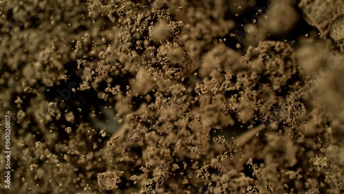Freeze Motion Shot of Soil ...
