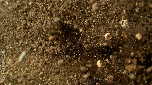 Freeze Motion Shot of Soil ...