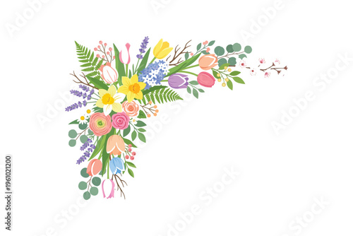 Vibrant floral arrangement in the shape of a letter t