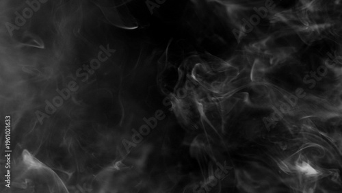 Detail Shot of Atmospheric Smoke Slowly Floating on Black Background