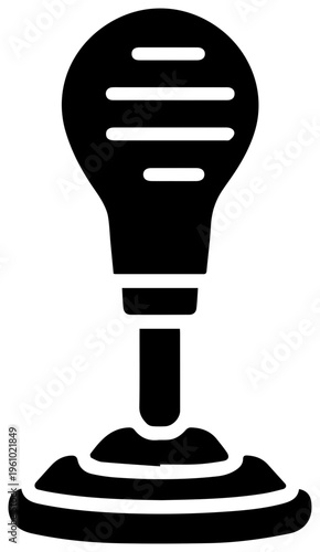 Classic black filled icon representing a manual gear stick shifter symbolizing automotive control driving and mechanical transmission systems isolated on a clean white background