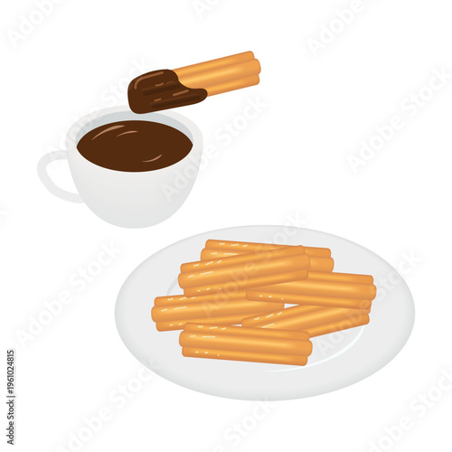 チュロスとホットチョコレート