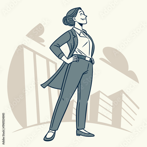 Confident businesswoman standing with her hands on her hips