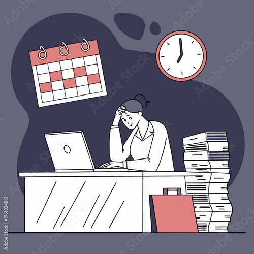 Overworked businesswoman sitting at her desk