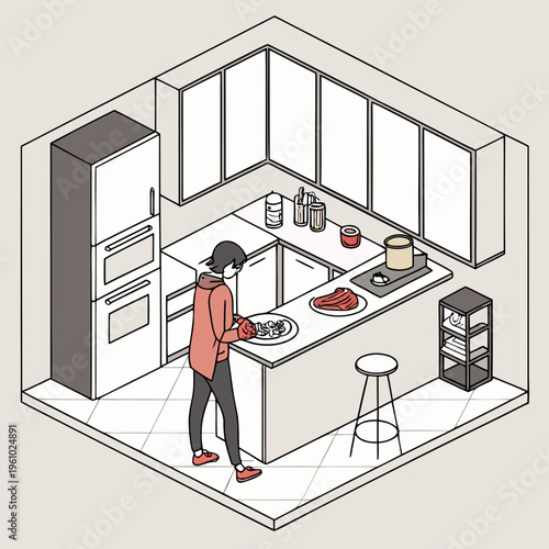 Person preparing food in a kitchen