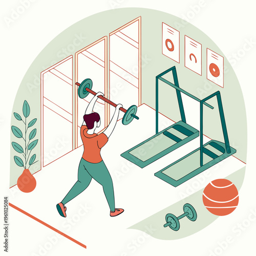Woman lifting weights in a gym