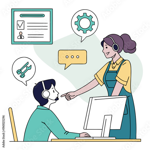 Customer support agent helping a customer with a computer issue