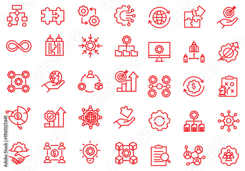 Business Integration icon set. Editable line icons. Vector illustration.