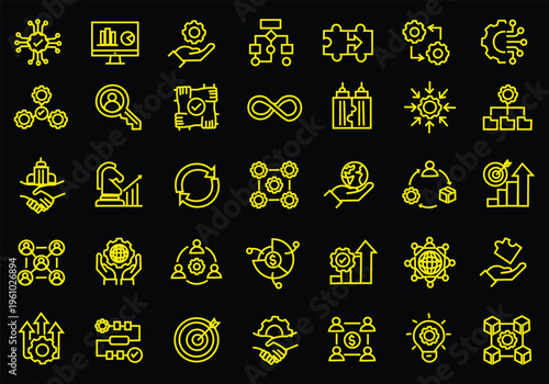 Business Integration icon set. Editable line icons. Vector illustration.