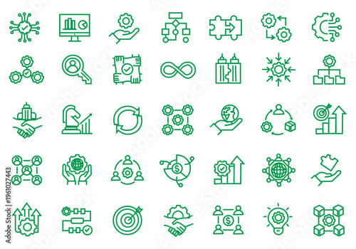 Business Integration icon set. Editable line icons. Vector illustration.