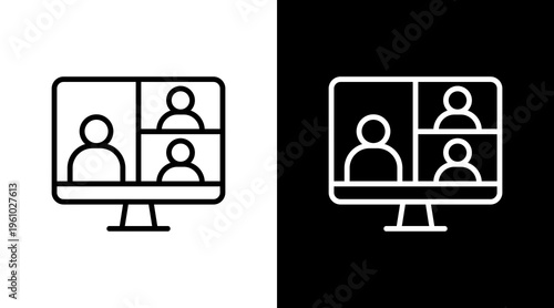 Virtual Classroom White Icon Set Design