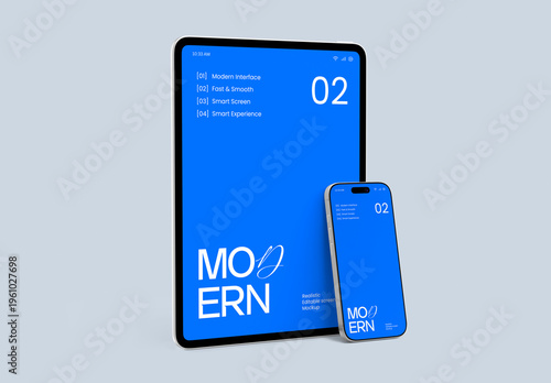 Modern Tablet with Mobilephone Screen Mockup