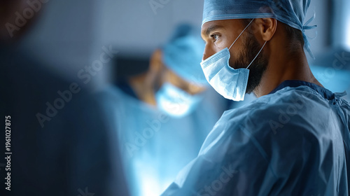 Male surgeon focused on surgical procedure in operating room  