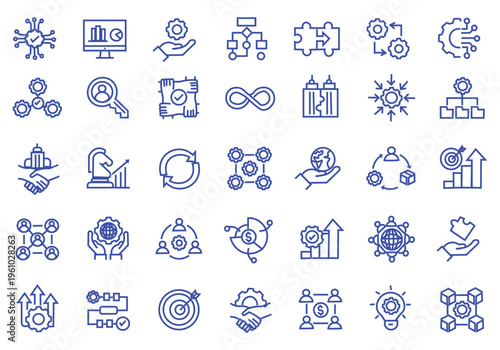 Business Integration icon set. Editable line icons. Vector illustration.