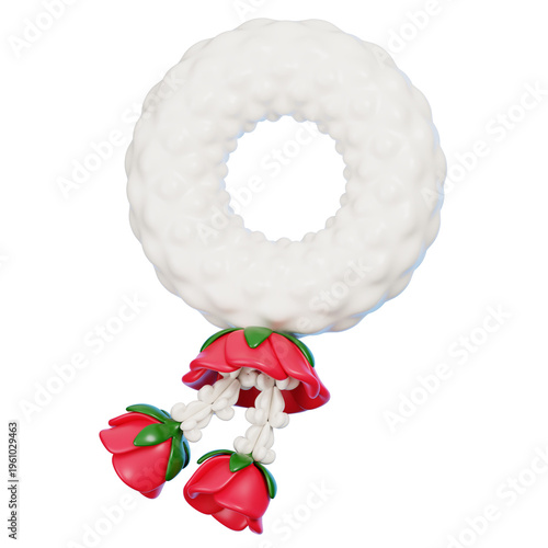 Traditional Thai Phuang Malai jasmine garland 3D isolated for respect ritual