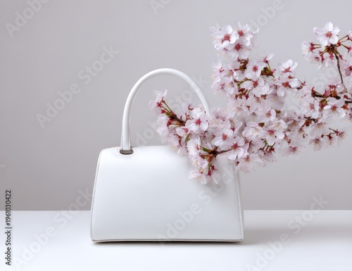 White bag with cherry blossoms