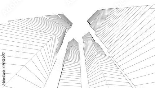 modern abstract modular architecture 3d rendering