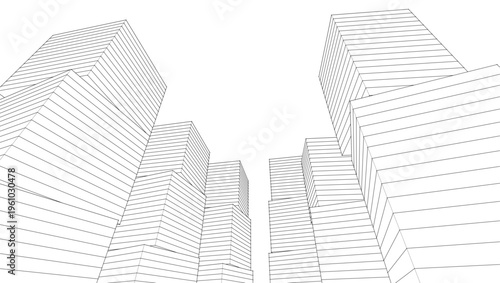 modern abstract modular architecture 3d rendering