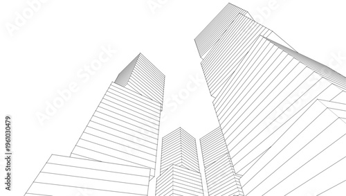 modern abstract modular architecture 3d rendering