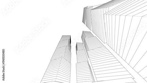 modern abstract modular architecture 3d rendering