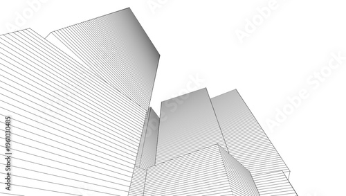modern abstract modular architecture 3d rendering