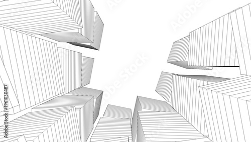 modern abstract modular architecture 3d rendering