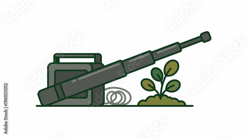 Gardening Equipment and Plant Growth Illustration