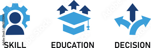 Skill icon Education icon decision icon  vector leadership 