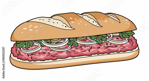 Hearty deli sandwich with fresh toppings on a soft bun