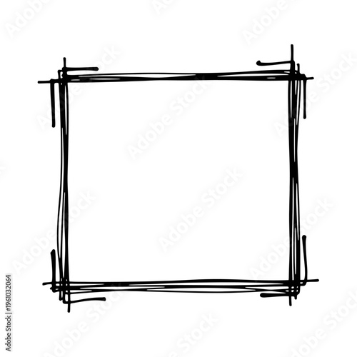 Black Square Frame Border Line Art.