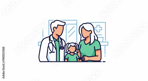 Doctor with family in medical setting
