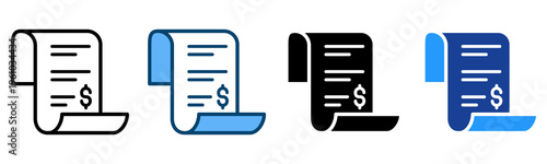 Bill Icon Multiple Style Vector Collection   