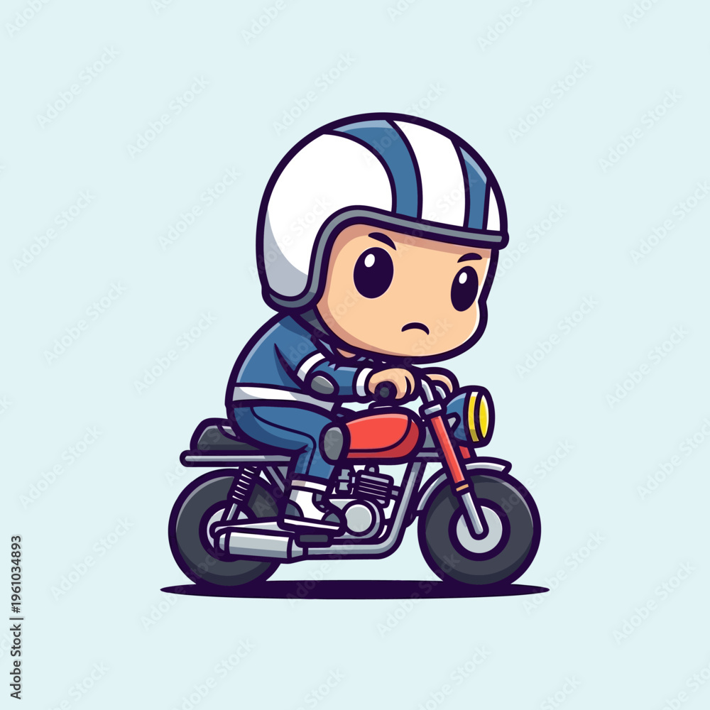 Obraz premium A cartoon character riding a motorcycle.