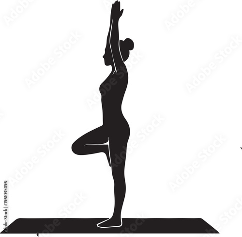 Yoga Instructor Tree Pose Balance Fitness Silhouette