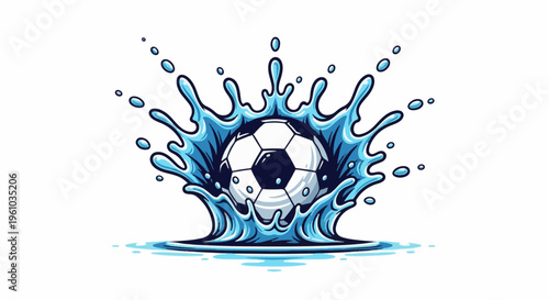 Dynamic soccer ball splash, a vibrant explosion of water