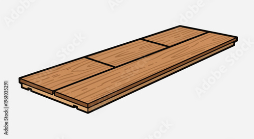 Isometric view of three wooden flooring planks with interlocking edges