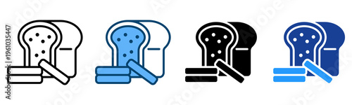 Sliced Bread Icon Multiple Style Vector Collection   