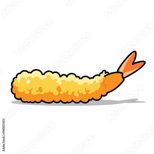 Crispy Fried Shrimp Tempura Isolated on White Background, Japanese Cuisine