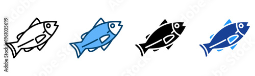 Fish Icon Multiple Style Vector Collection   