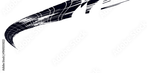 Tire track. Car, bike, motorcycle tyre mark with grunge effect isolated on white background. Wheel footprint on the road. Top view of rubber protector mark