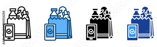 Online Grocery Icon Multiple Style Vector Collection   